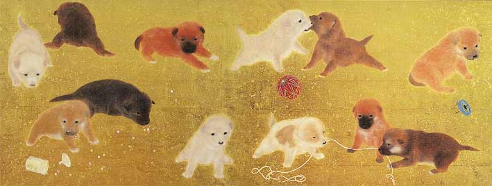 子犬遊戯図