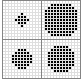 様々な大きさの網点が並んでいる画像