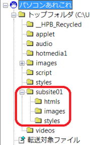 サブサイト用フォルダを事前に用意する