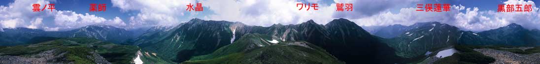 祖父岳山頂からの360度パノラマ