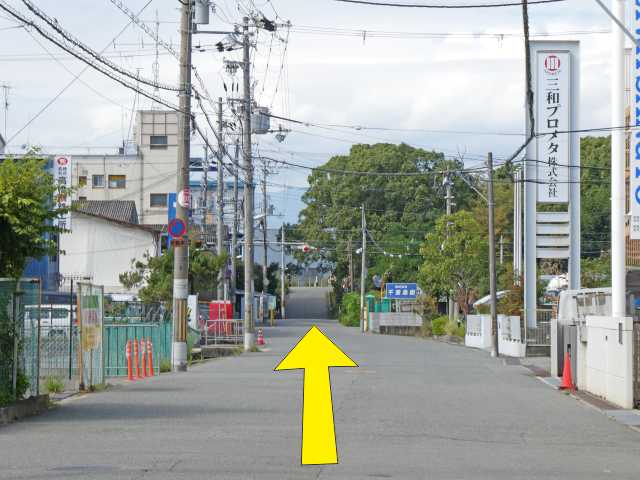 土手すぐ手前の点滅信号