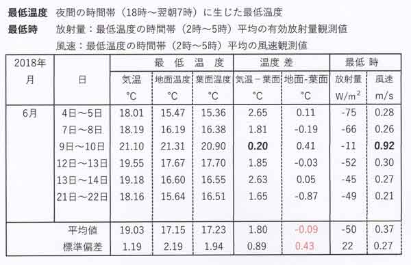 地面温度と葉面温度