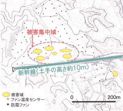 牧之原台地霜害分布