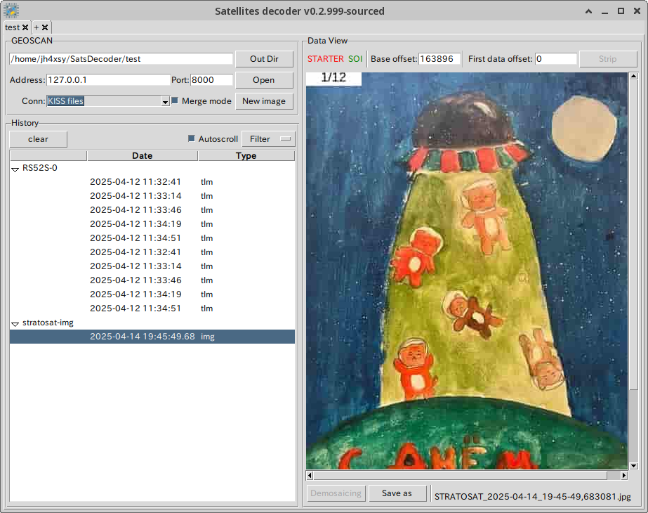 SatDecoderでStratoSat_TK-1を画像化