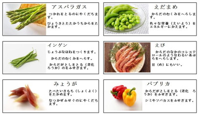 食べ物の栄養がわかるカード