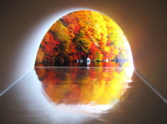 トンネル内の水に映る風景