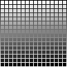 白から黒まで256階調のグレーで構成されるグレースケールの色見本