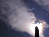 Cloud Iridescence with an Anti-contrail (Is it a correct word?)