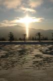 Sun Pillar by Diamond Dusts, and Iridescent Cloud