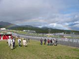 Rainbows over a racing circuit