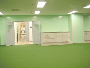 The player's warm-up practice room