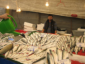 地元市場の魚屋
