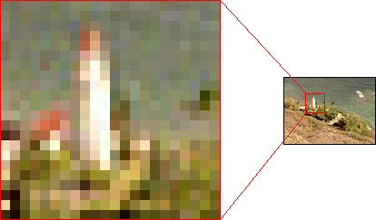 ペイント系の画像を拡大すると、ピクセルが見える。