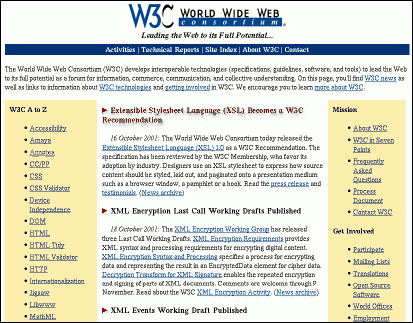W3Cのホームページ