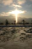 Sun Pillar by Diamond Dusts, and Iridescent Cloud