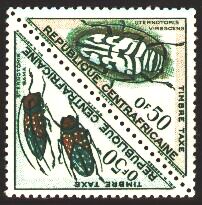 中央アフリカの昆虫切手