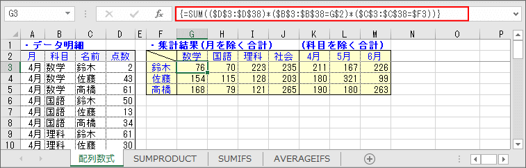 配列数式のサンプル