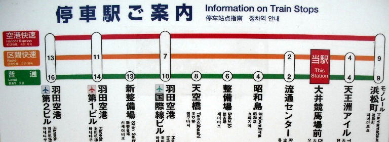 東京モノレールの路線図（停車駅案内）