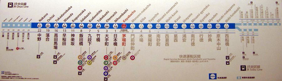 東京メトロ東西線停車駅案内（路線図）