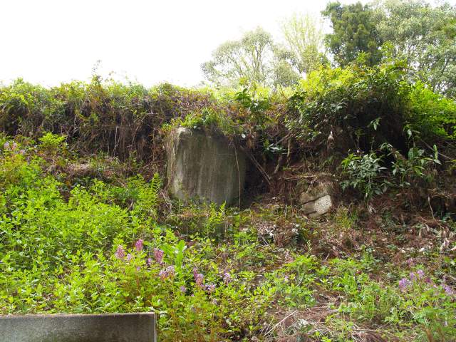 凝灰岩の石材。この上は墓地になってます