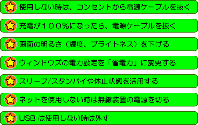 節電対策リスト