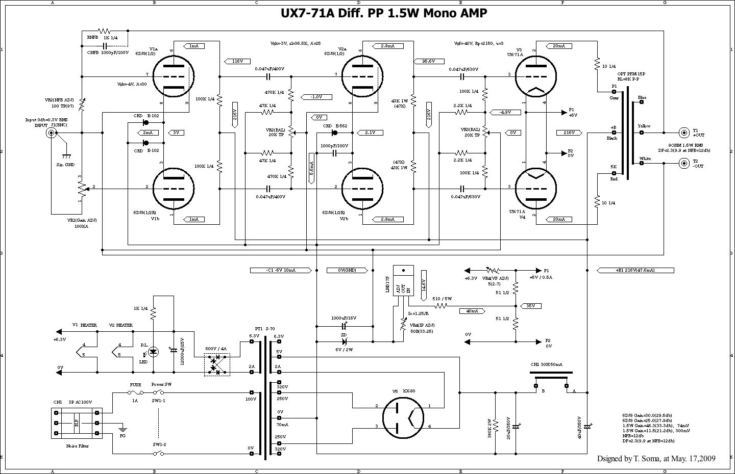 UX71A Diff pushpull amp V0.0