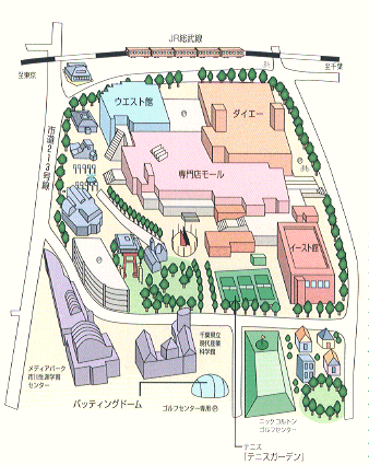 コルトンプラザの建物配置図