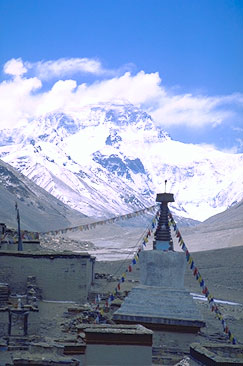 Mt.Everest with the Temple (5000m high) in Tibet