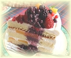 ケーキセットの山盛ベリーのケーキ