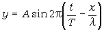 y=Asin2(t/T-x/)