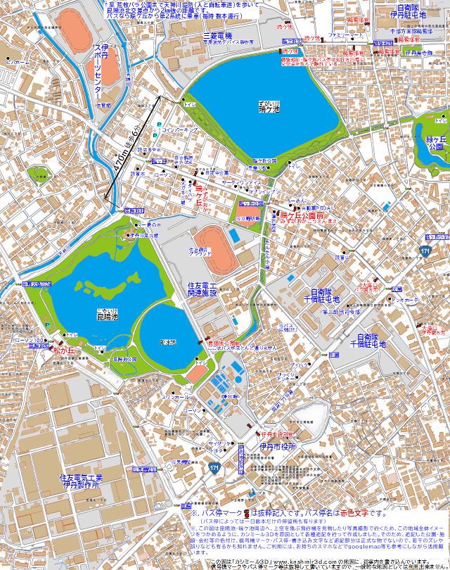 昆陽池や瑞ケ池周辺の地図