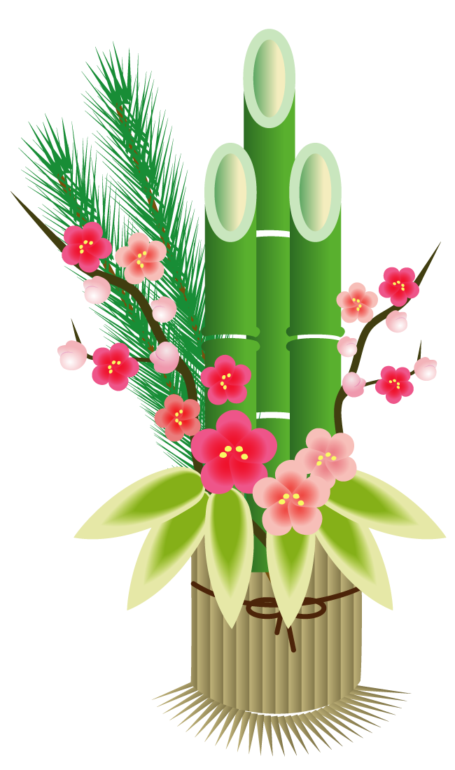 門松 飾り物 だるま 打出の小槌など縁起物のイラスト