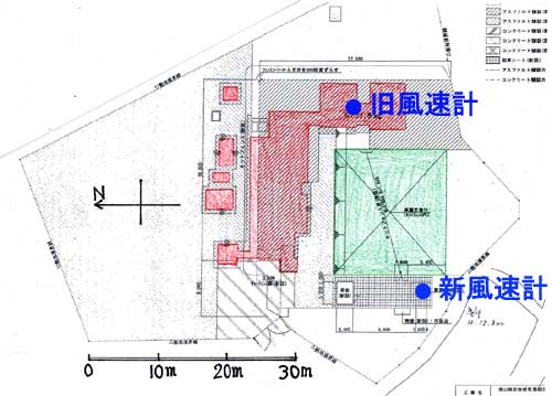 津山測候所の敷地配置図