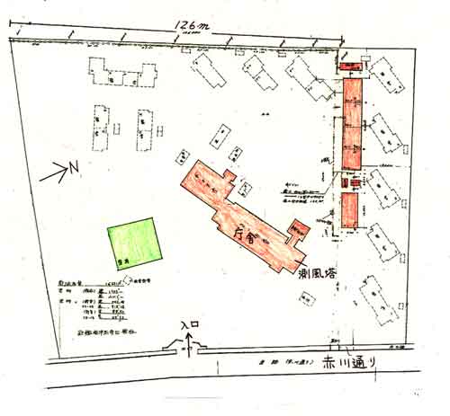 函館の旧庁舎配置図