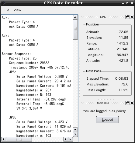 CPXDD による CP-6 受信画面