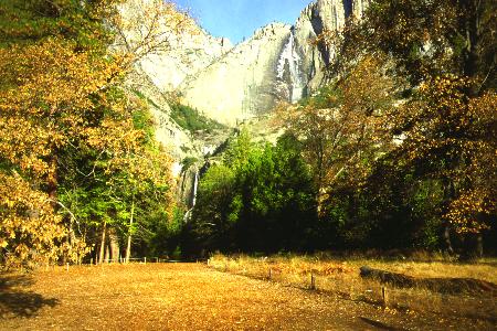 Yosemite Falls  from Trail head for falls