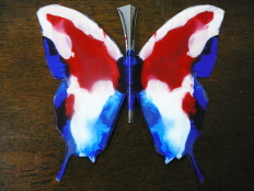 蝶の羽の模様を描く
