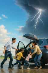 雷から避難する行動