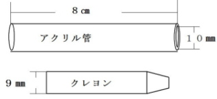 アクリル管とクレヨンの太さ