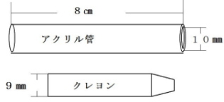 アクリル管とクレヨンの太さ