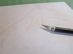 富士を描いてデザインナイフで線を切ります
