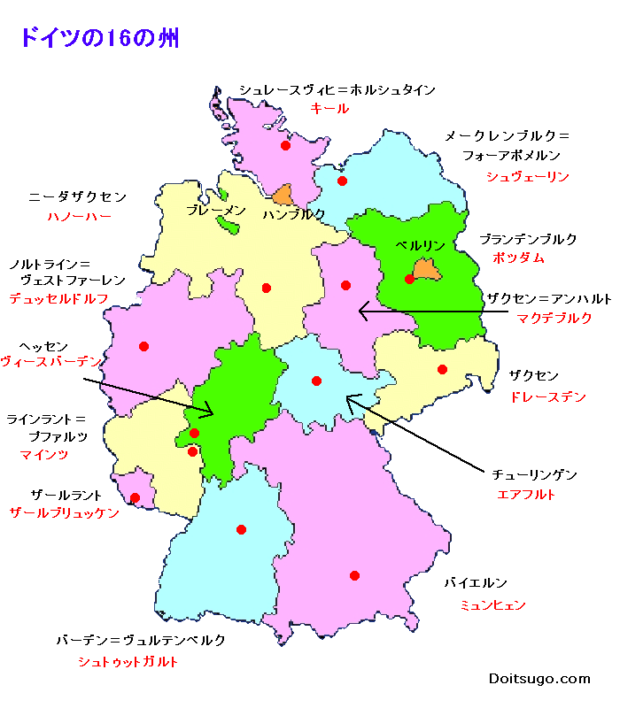ドイツの各州の地図