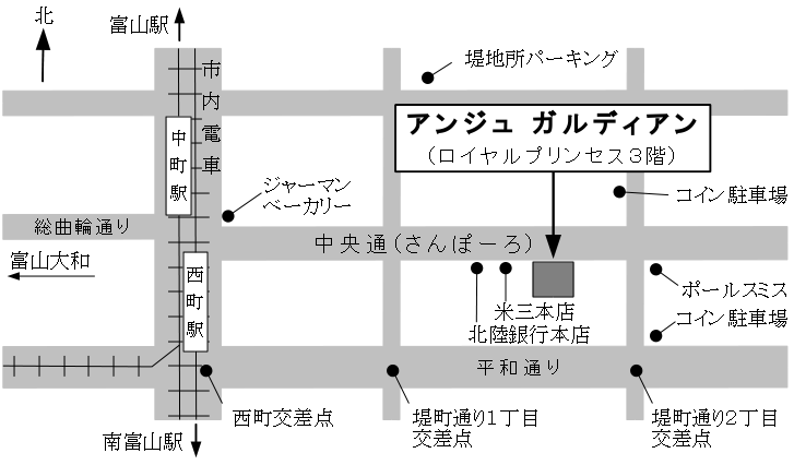 アンジュ ガルディアンへの行き方を示す地図