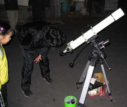 土星観望中写真