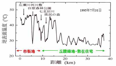 ヘリによる地表面温度