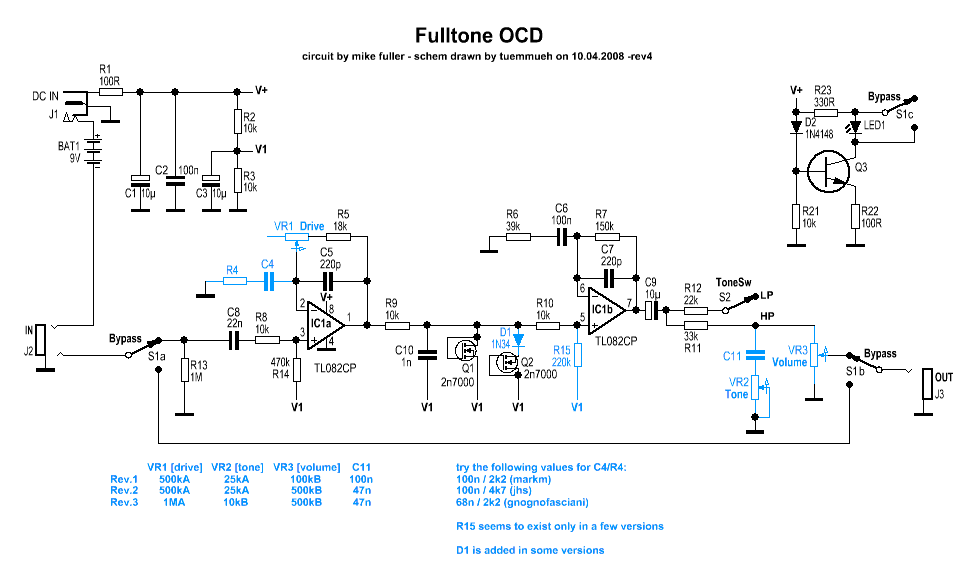 milky white overdrive】自作OCD/出力側バッファ付 楽器・機材