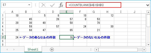 COUNTBLANK関数サンプル