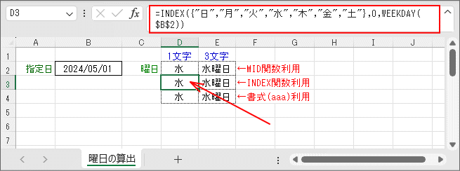 曜日の判定
