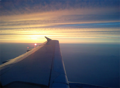 飛行機からの夕焼け