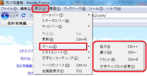 Firefox ズーム機能
